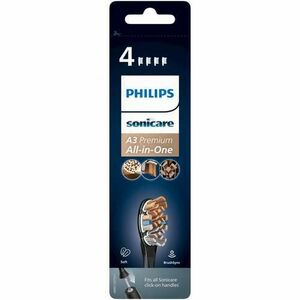 Rezerve Philips Sonicare A3 Premium All in One HX9094/11, pachet de 4 capete de periere standard, sincronizarea modurilor BrushSync, Negru imagine