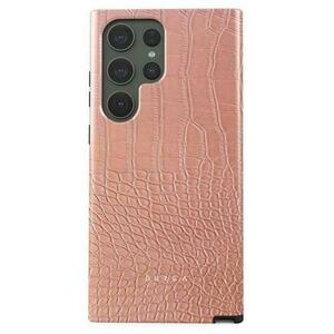 Husa Burga Dual Layer Pink Croco pentru Samsung Galaxy S23 Ultra imagine