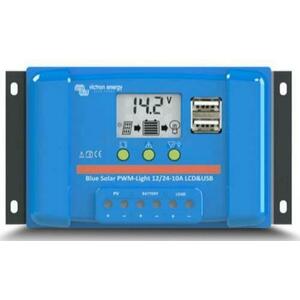 Incarcator solar LCD&USB Victron Energy BlueSolar PWM-LCD&USB 12/24V-10A (Albastru) imagine