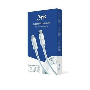 Cablu 3mk HyperSilicone, USB-C, 60W, 1m (Alb) imagine