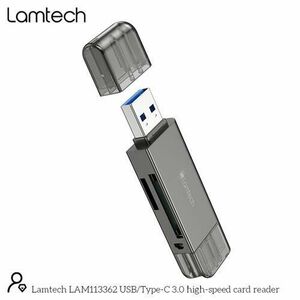 Card Reader Lamtech LAM113362, USB/Type-C 3.0, 5Gbps (Gri) imagine