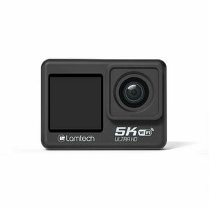 Camera video de actiune Lamtech LAM113232, 24MP, 5K, Ecran dual 2inch + 1.4inch, Waterproof 30 m (Negru) imagine
