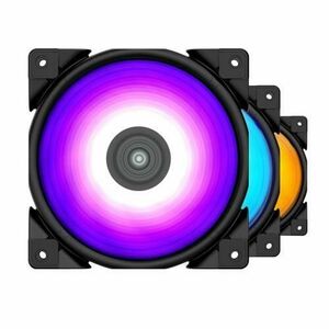 Set 3 ventilatoare PCCOOLER Halo 3-in-1 RGB, iluminare rgb, 120 mm, 1800 rpm, PWM (Negru) imagine