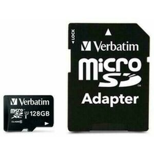 Card memorie Verbatim 47044 microSDXC Pro, 128 GB, Clasa 10, USH-I + Adaptor SD (Negru) imagine
