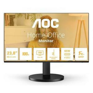 Monitor IPS LED AOC 23.8inch 24B3CF2, Full HD (1920 x 1080), HDMI, Boxe, 100 Hz, 1 ms (Negru) imagine