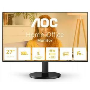 Monitor IPS LED AOC 27inch Q27B3CF2, QHD (2560 x 1440), HDMI, Boxe, 100 Hz, 1 ms (Negru) imagine