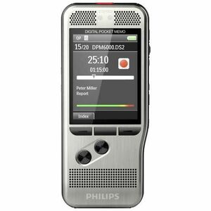 Reportofon Pocket Memo, Philips DPM6000/02, Ecran LCD, 4GB RAM, micro USB, Jack 3.5mm (Gri) imagine