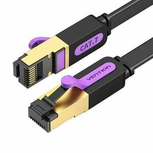 Cablu retea Vention Flat ICABN Ethernet Cat. 7, mufat 2xRJ45, UTP, 10Gbps, 15m, Negru imagine