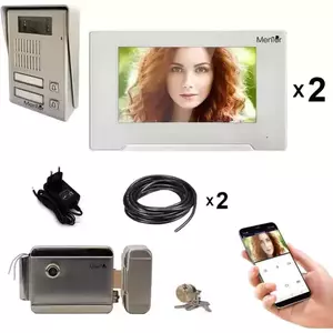 Kit Interfon Video 2 familii wireless WiFi IP65 2MP 7 inch Color 3in1 4 fire Mentor SYKT023 imagine