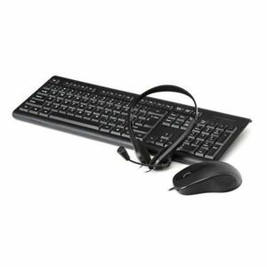 Kit tastatura si mouse Omega 4-1, Cu fir + Casti cu microfon + Mouse Pad (Negru) imagine