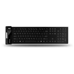 Tastatura Adresso SlimTouch 232, Antimicrobial, Waterproof, Flexibila, Cu fir (Negru) imagine