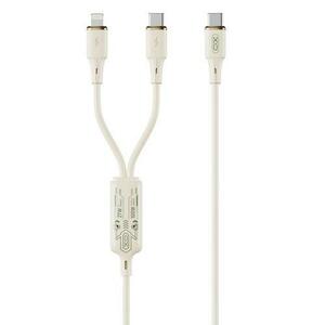 Cablu de incarcare XO Design NB-Q262, USB-C - Lightning / USB-C, 100W, 1.2m (Bej) imagine