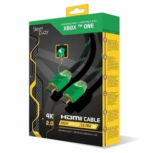 Cablu HDMI Steel Play, iluminare LED, 2m, 4K HDMI 2.0, High-Speed, Pentru Xbox One si Xbox 360 (Negru/Verde) imagine