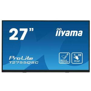 Monitor IPS LED Iiyama 27inch T2755QSC-B1, QHD (2560 x 1440), HDMI, DIsplayPort, Boxe, Touchscreen (Negru) imagine