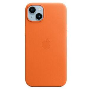 Protectie Spate Apple Leather pentru Apple iPhone 14 Plus, Magsafe (Portocaliu) imagine