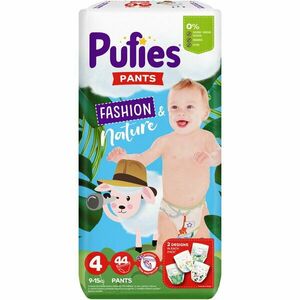 Scutece-chilotel Pufies Pants Fashion & Nature Maxi, Marimea 4, 9-15 kg, 44 buc imagine