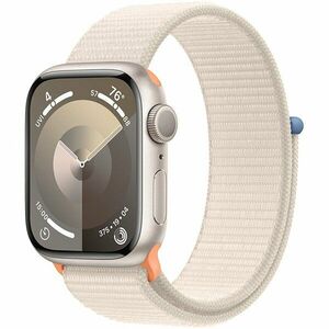 Apple Watch 9, GPS, Carcasa Starlight Aluminium 45mm, Starlight Sport Loop imagine