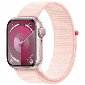 Apple Watch 9, GPS, Carcasa Pink Aluminium 45mm, Light Pink Sport Loop imagine