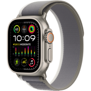Apple Watch Ultra 2, GPS, Cellular, Carcasa Titanium 49mm, Green/Grey Trail Loop - M/L imagine