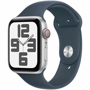 Apple Watch SE (2023), GPS, Cellular, Carcasa Silver Aluminium 44mm, Storm Blue Sport Band - S/M imagine