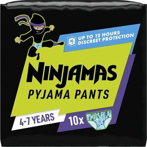 Scutece-chilotel pentru noapte Ninjamas pentru baietei, 4-7 ani, 17-30 kg, 10 buc imagine