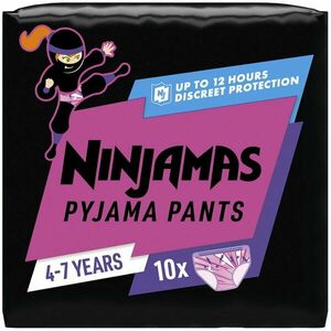Scutece-chilotel pentru noapte Ninjamas pentru fetite, 4-7 ani, 17-30 kg, 10 buc imagine