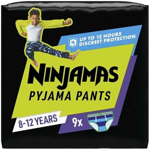 Scutece-chilotel pentru noapte Ninjamas pentru baietei, 8-12 ani, 27-43 kg, 9 buc imagine