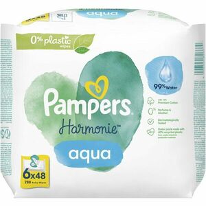 Servetele umede Pampers Harmonie Aqua, 0% plastic, 6 pachete x 48, 288 buc imagine
