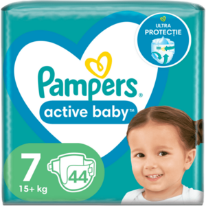 Scutece Pampers Active Baby Jumbo Pack, Marimea 7, 15+ kg, 44 buc imagine