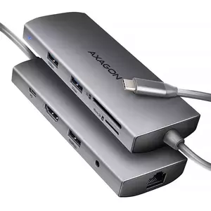 Hub USB Axagon HMC-8HLSA USB-C 3x USB-A + HDMI + RJ-45 + SD/microSD imagine