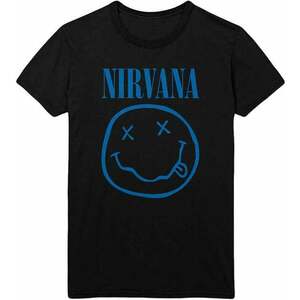 Nirvana Tricou Blue Smiley Unisex Black S imagine