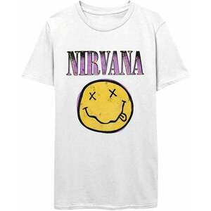Nirvana Tricou Xerox Smiley Pink Unisex White S imagine