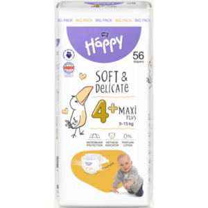 Scutece Happy Soft&Delicate Maxi Plus, Marimea 4+, 62 buc imagine