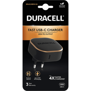 Incarcator Duracell, 20W, 1 x USB-C, PD Fast Charging Technology, Negru imagine