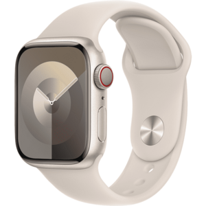 Apple Watch 9, GPS, Cellular, Carcasa Starlight Aluminium 41mm, Starlight Sport Band - S/M imagine