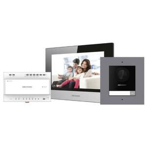 Set videointerfon IP Hikvision DS-KIS702Y, 1 familie, 7 inch, aparent imagine
