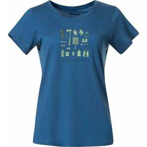 Bergans Graphic Wool Tee Women North Sea Blue/Jade Green/Navy Blue XS Tricou imagine