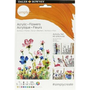 Daler Rowney Simply Acrylic Flowers Activity Set Set de vopsele acrilice 9 x 120 ml imagine