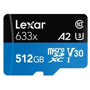 Card de memorie Lexar High-Performance 633x microSDXC, 512GB, UHS-I U3, A2, V30, Clasa 10 imagine
