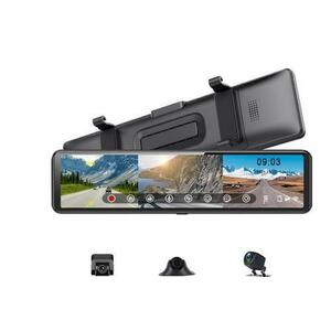 Kit Camera Video Auto Oglinda iSEN S33 DVR, 2K, Wireless, 170°, CarPlay, Night vision, WiFi, GPS + 3 Camere (Negru) imagine