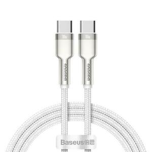 Cablu de date Baseus Cafule, USB-C - USB-C, 100W, 2m, Alb imagine