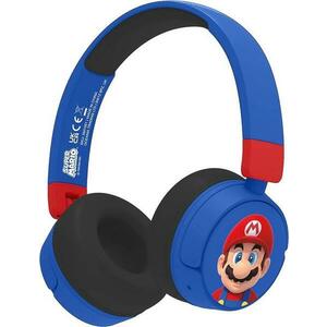 Casti Gaming OTL Super Mario, Pentru copii, Cu fir si Bluetooth (Albastru/Rosu) imagine
