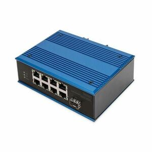 Switch Digitus DN-651133, 8 Porturi Fast Ethernet, PoE (Albastru/Negru) imagine