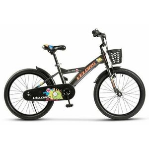 Bicicleta Copii 7-10 ani Velors V2001B, roti 20inch, cadru otel (Negru/Portocaliu) imagine