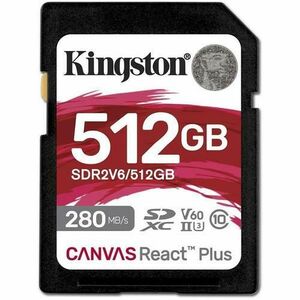 Card memorie SDXC Kingston Canvas React Plus, 512 GB, Clasa 10, V60, UHS-II U3 imagine