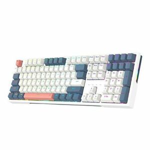 Tastatura Gaming Mecanica Redragon Trundle, Cu fir, iluminare RGB, Red Switch, Layout US (Alb/Albastru) imagine