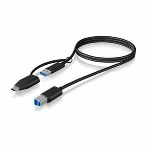 Cablu adaptor, IcyBox, USB 3.2, Tip B la USB Tip A/Tip C, Negru imagine