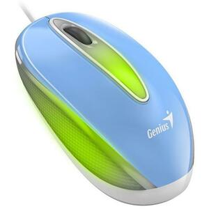 Mouse Genius, „DX-Mini”, PC sau NB, cu fir, USB, optic, 1000 dpi, butoane/scroll 3/1, LED, Albastru imagine