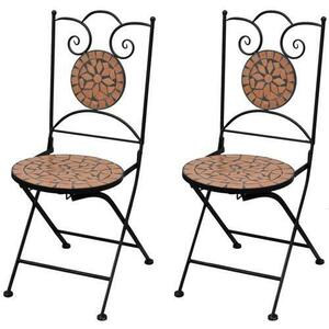 Set 2 scaune din mozaic, gradina/terasa/balcon, vidaXL, Ceramica, Maro, 37 x 44 x 89 cm imagine