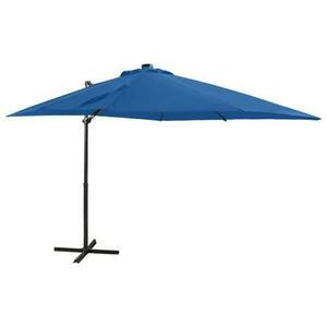 Umbrela suspendata cu stalp si LED-uri vidaXL 312325, 250 x 230 cm, Albastru azuriu imagine